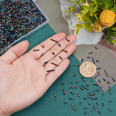 1200 шт. 4 вида стеклянных витых бусин SEED-PH0002-09B-1