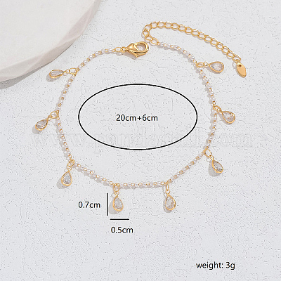 Браслеты на ногу из латуни в стиле бохо с микропаве из кубического циркония для женщин OF8830-2-1