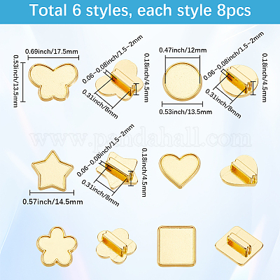 48 шт. 8 стиля сплава слайдер подвески кабошоны оправы FIND-SC0016-55A-G-1