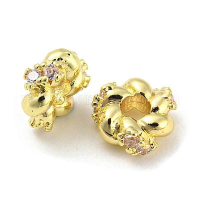 Латунные микро проложить кубического циркония бусы KK-H452-23G-1