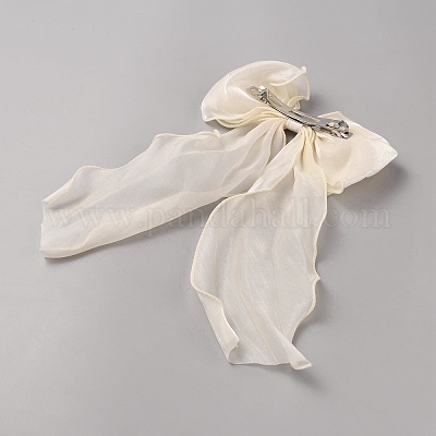 Заколки для волос из органзы с большим бантом AJEW-WH20002-15A-1