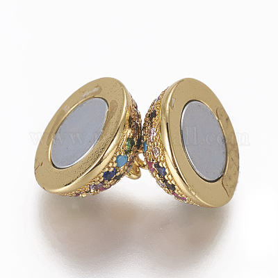 Магнитные застежки из латуни с цирконием и микропаве с петлями ZIRC-L082-D-02-1