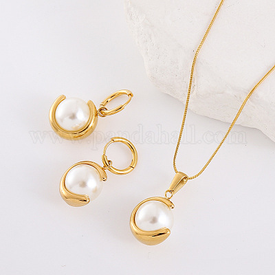 Комплекты из ожерелий и серег-колец из нержавеющей стали 304 PO6215-3-1