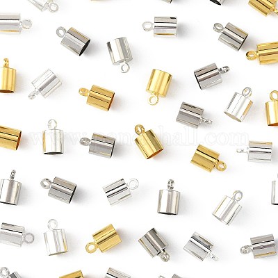 60шт 3 цвета латунные концы шнура KK-FS0001-76-1