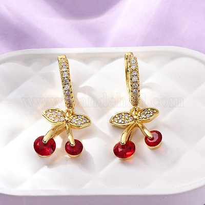 Латунные микро проложить серьги обруча кубического циркония EJEW-D322-11G-02-1