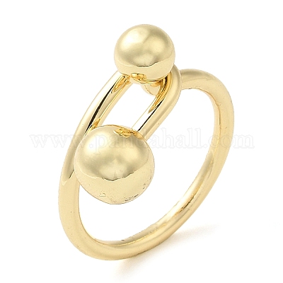 Стойки латунные круглые кольца на палец с бусинами RJEW-M153-01G-1