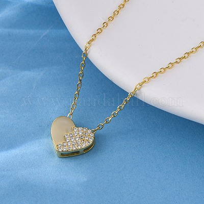 925 серебряное ожерелье с подвеской в виде сердца из микропаве из прозрачного кубического циркония для женщин NJEW-D316-04G-1