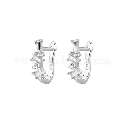 Элегантные геометрические серебряные серьги с цирконием TC0914-2-1