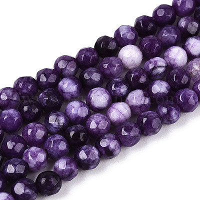 Окрашенные природные белый нефрит бисер пряди G-T139-4mm-60-12-1