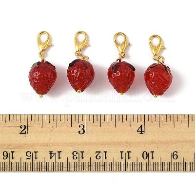 4 шт. подвеска ручной работы в виде клубники HJEW-FS00041-04-1