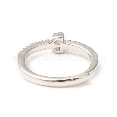 Прозрачное регулируемое кольцо с буквой из прозрачного циркония RJEW-C052-01P-B-1