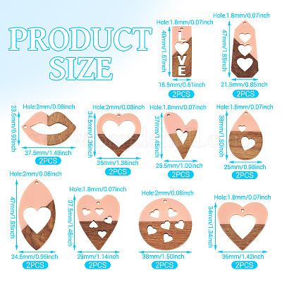 20 шт. подвески из смолы и ореха в двух стилях WOOD-TA0002-73A-1