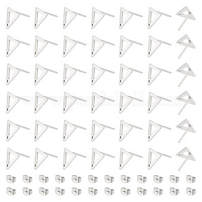 201 фурнитура для сережек-гвоздиков из нержавеющей стали с отверстием EJEW-UN0002-34A-1