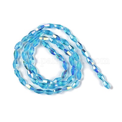 Стеклянные бусины с гальваническим покрытием  GLAA-Q101-03B-AB05-1