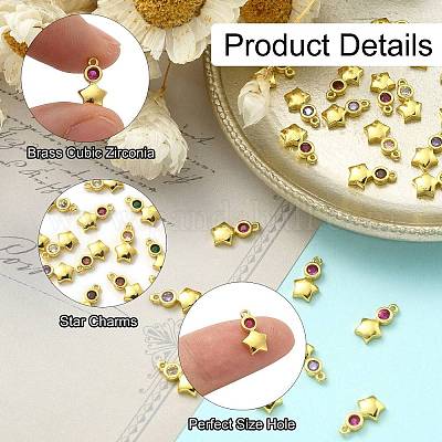 30шт латунные подвески с микропаве и кубическим цирконием ZIRC-CJ0001-17-1