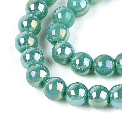 Гальванические непрозрачные стеклянные бусины GLAA-T032-P6mm-AB12A-1