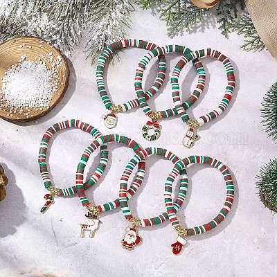 Браслеты из полимерной глины с бусинами BJEW-JB11162-1