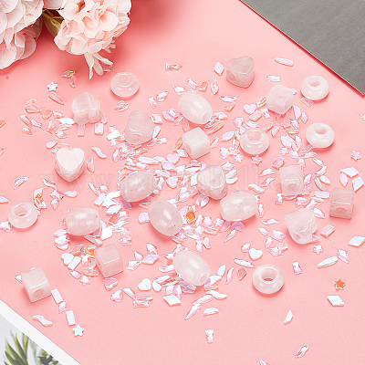 24 шт. 4 стиля натуральные европейские бусины из розового кварца G-AR0005-34-1