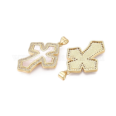 Латунные микропаве прозрачные подвески с фианитом KK-N254-194G-1