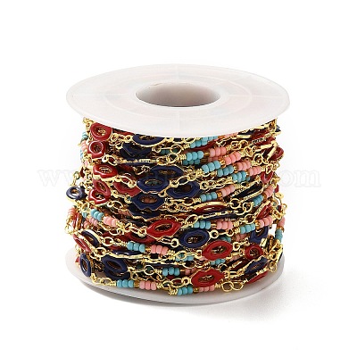 Латунные цепи с эмалевыми звеньями ручной работы CHC-M024-26G-01-1
