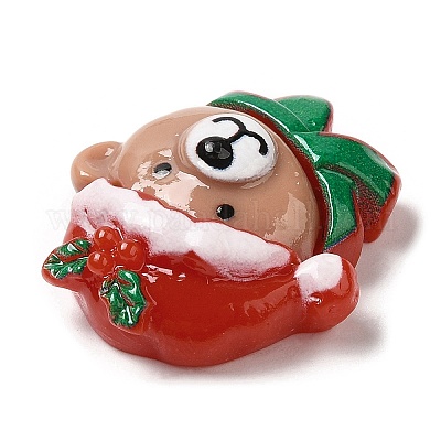 Кабошоны из непрозрачной смолы с рождественской тематикой RESI-E043-01F-1