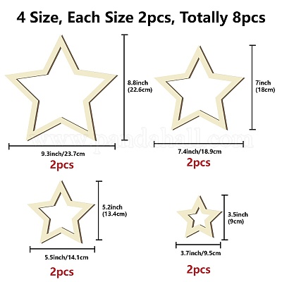 8 шт. 8 стильных деревянных кольца-кольца макраме для изготовления поделок DIY-WH0545-005-1