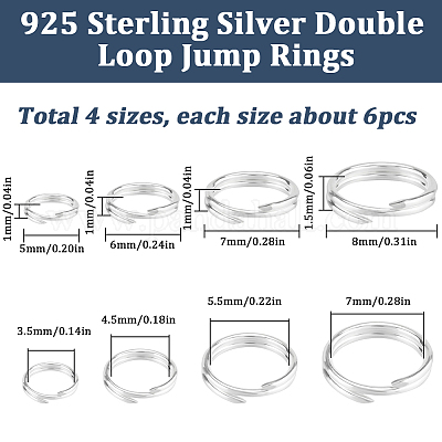 24 шт. 4 стиля 925 разъемных соединительных кольца из стерлингового серебра STER-SC0001-43-1