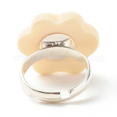 Регулируемое кольцо из смолы с принтом собачьей лапы RJEW-JR00423-02-1