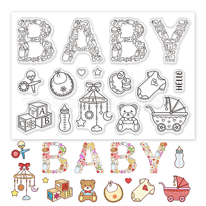 GLOBLELAND Baby Silicone Clear Stamps Baby Toy Transparent Stamps for Birthday Easter Holiday Cards Making DIY Scrapbooking Photo Album Decoration Paper Craft DIY-WH0167-56-616-1