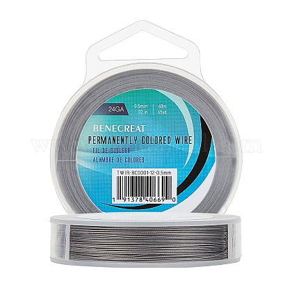 BENECREAT 60m 0.5mm 7-Strand Tiger Tail Beading Wire 201 Stainless Steel Nylon Coated Craft Jewelry Beading Wire for Crafts Jewelry Making TWIR-BC0001-12-0.5mm-1