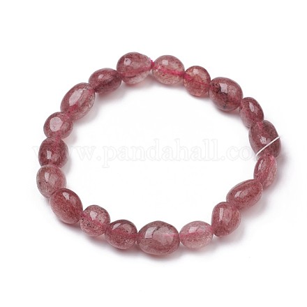 Natürliche Erdbeerquarz Stretch Perlen Armbänder BJEW-K213-C12-1