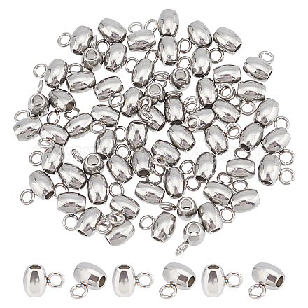 DICOSMETIC 60Pcs Stainless Steel Barrel Bail Beads with loop Smooth Roundle Bail Beads Hanger Connector Links for Earring Necklace Bracelet Jewelry Making STAS-DC0006-85-1