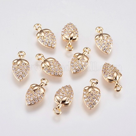 Brass Micro Pave Cubic Zirconia Charms KK-A144-044G-1