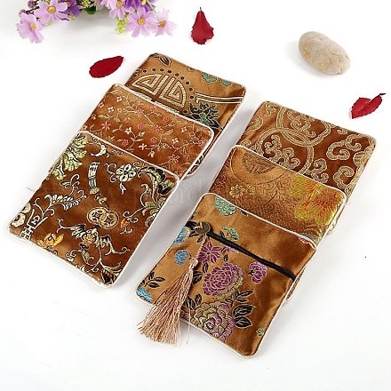 Квадратные парчовые сумки на молнии в китайском стиле с кисточкой PW-WG45645-06-1