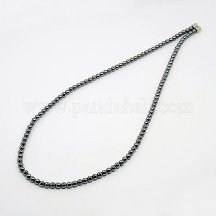Non-Magnetic Synthetic Hematite Beaded Necklaces NJEW-P066-03-1