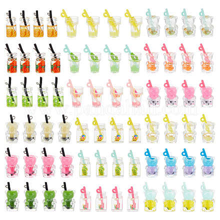 Arricraft 64 pièces 18 styles pendentifs de boisson de bouteille de résine RESI-AR0001-36-1