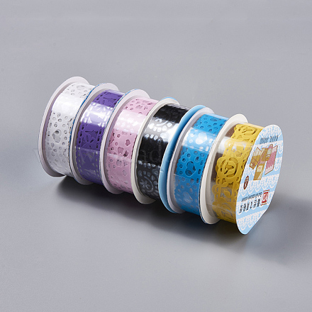 PVCプラスチックレース粘着テープ  DIYスクラップブック装飾用マスキングテープ  ミックスカラー  19mm  約1m /ロール DIY-WH0118-06-1