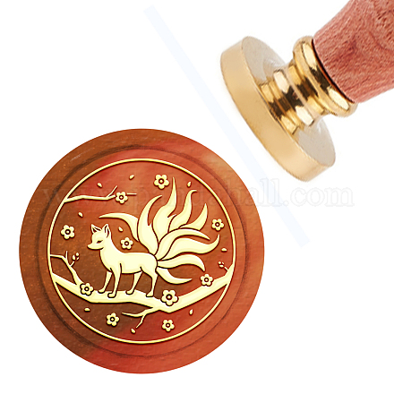 CRASPIRE Wax Seal Stamp Fox with Nine Tails Sealing Wax Stamps 30mm Removable Brass Head Sealing Stamp with Wooden Handle for Invitations Birthday Gift Scrapbooking AJEW-WH0184-0105-1