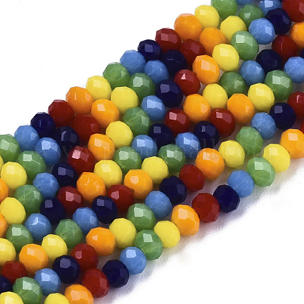 6 brins de perles de verre de couleurs unies GLAA-N041-002-1