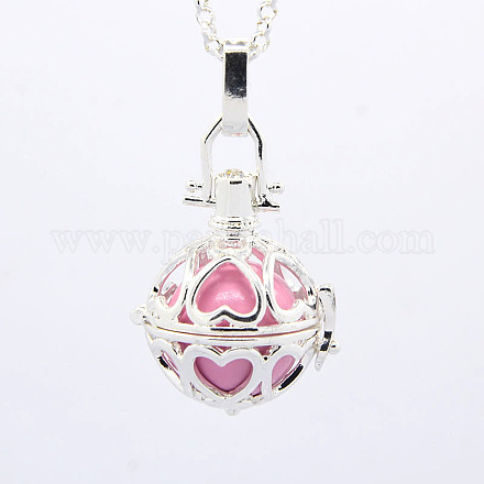 Brass  Chime Ball Cage Pendant Necklaces X-NJEW-F053-20S-03-1