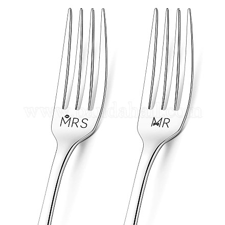 Word Pattern Stainless Steel Fork AJEW-WH0191-016-1