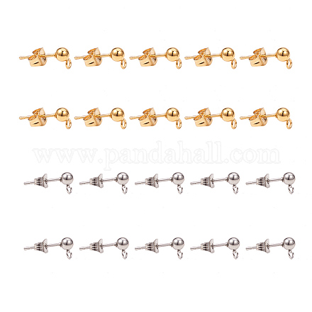 PandaHall Elite 40pcs 304 Stainless Steel Ear Stud Components for Jewelry Making STAS-PH0018-58-1