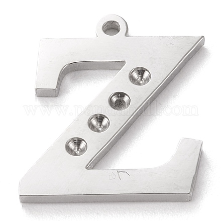 304つのステンレス鋼の手紙のペンダントラインストーンのセッティング  ステンレス鋼色  文字.z  Z：16x14x1.5mm  穴：1.2mm  1.6mmのラインストーンに適する STAS-J028-01Z-1