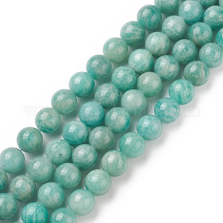 Chapelets de perles en amazonite naturelle G-F461-12-10mm-01-1