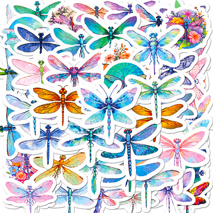 50 Uds. Pegatinas autoadhesivas de libélula de dibujos animados de pvc WG35961-01-1