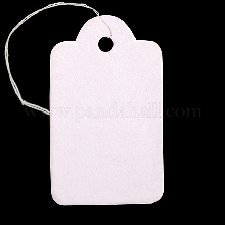 Rectangle Blank Hang tag, Jewelry Display Paper Price Tags, with Cotton  Threads, White, 26x16x0.2mm, Hole: 2mm, 500pcs/bag