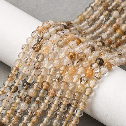 Нити бусин из натурального рутилированного кварца G-D314-A01-4mm-1