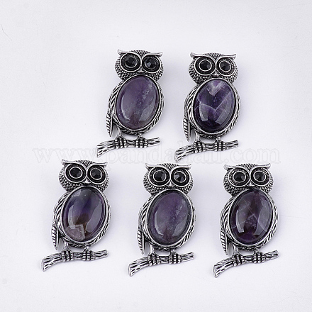 Natural Amethyst Brooches/Pendants G-S353-05A-1