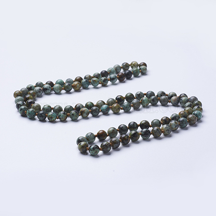 Collane di perline naturali di turchese africano (diaspro). NJEW-P202-60-A10-1
