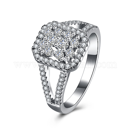 Rectangle mode 925 en argent sterling anneaux zircone cubique doigt RJEW-BB16653-7-1